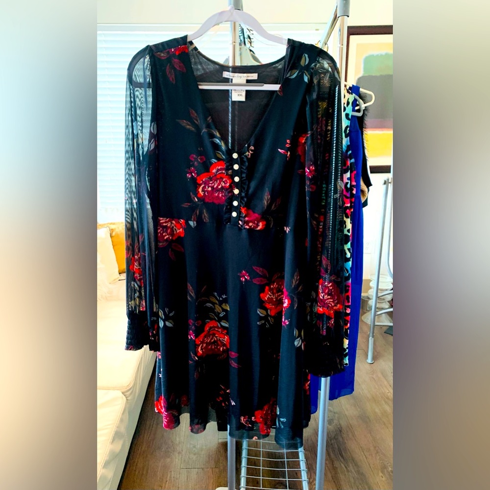 Floral long sleeved dress- XXL